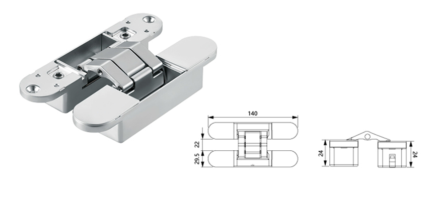 3D Adjustable Invisible Hinge