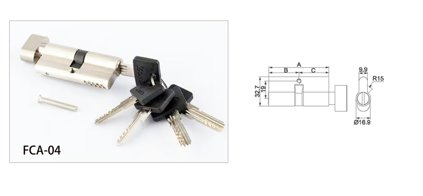Solid Brass Cylinder, double bearing ,key-knob