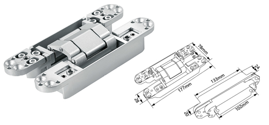 3D Adjustable Invisible Hinge