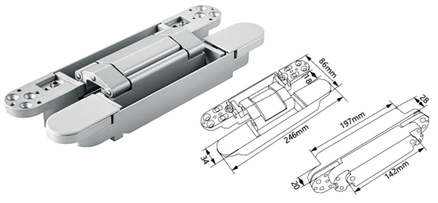 3D Adjustable Invisible Hinge